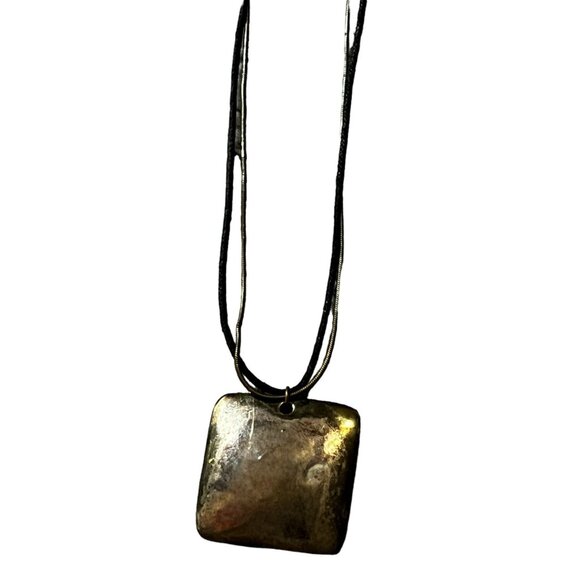 Boho Necklace Bundle of Necklaces Marbleized Glass and Pressed Gold Costume Jewe - Picture 9 of 10